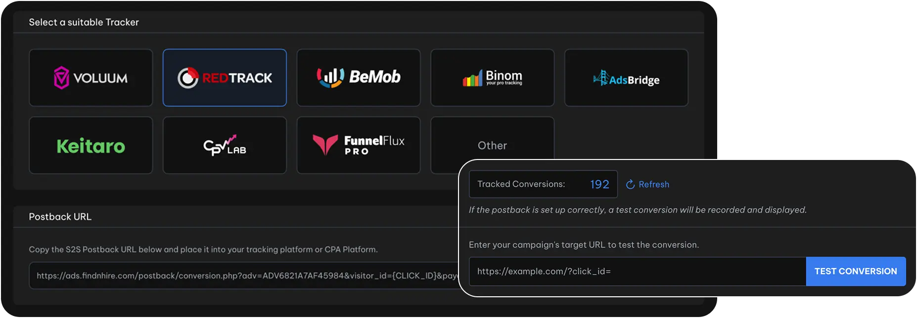 Set up CPA goal campaign screenshot